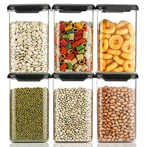 Kitchwell Kitchen Accessories Items | 1100 Ml Square Airtight Storage Jar And Container Organizer | Kitchen Containers Set | Pla